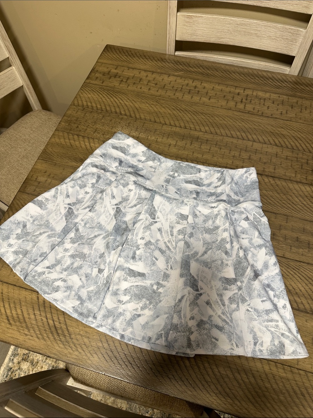 Light Blue & White Printed A-line Skirt